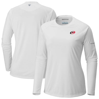  Carolina Hurricanes Columbia Women's Omni-Shade Tidal Tee II Raglan Long Sleeve T-Shirt - White